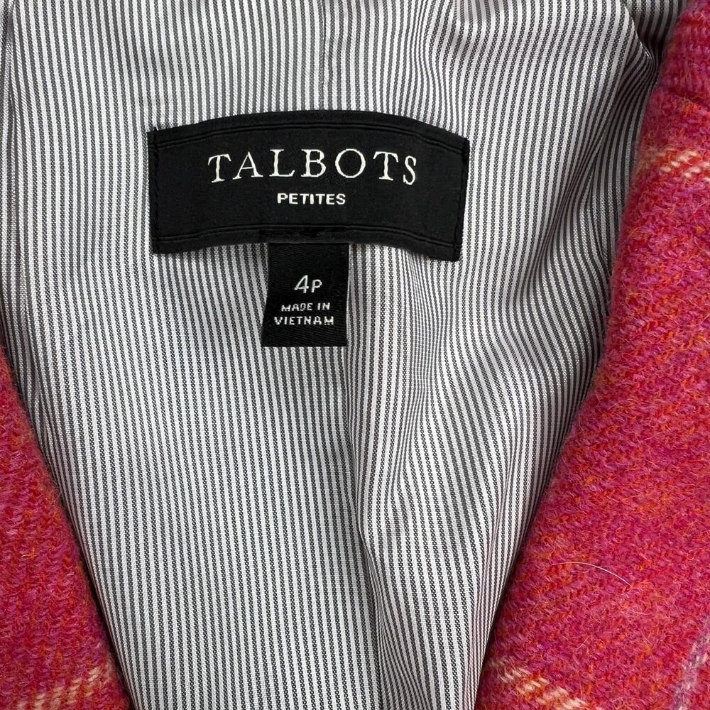 Talbots Aberdeen Shetland Wool Blend Blazer Pink Windowpane Size 4P - Picture 8 of 13